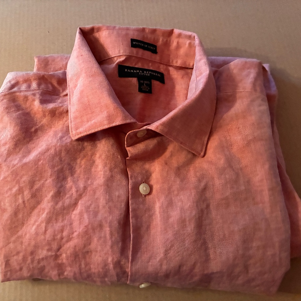 Woven in Italy Linene Cotton Pink/orange shirt